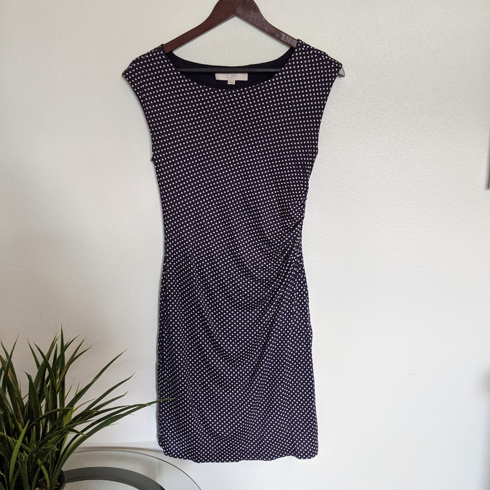 Navy blue dress with white dots